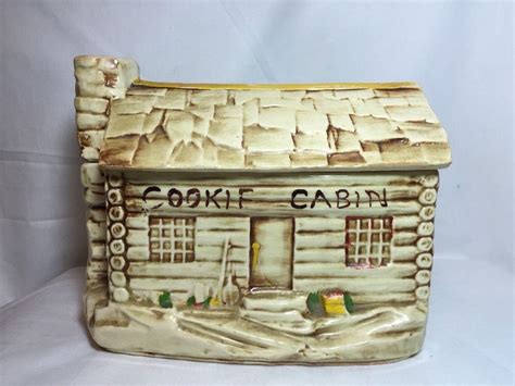 Mccoy Pottery Log Cabin Cookie Jar Original Paint Mid Century