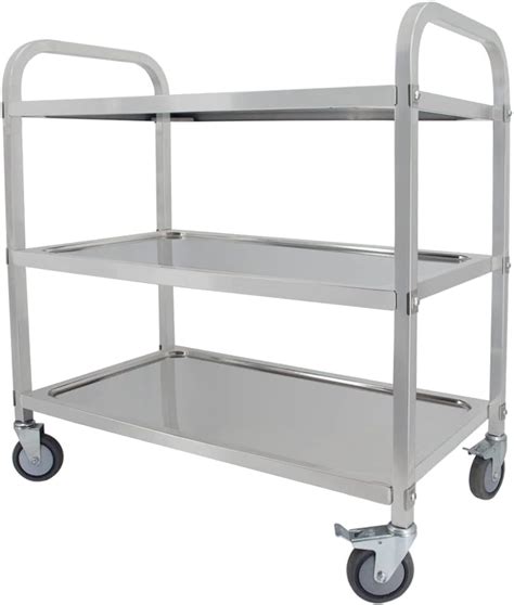 MOOTACO 3 Tier Stainless Steel Kitchen Trolley Cart 75x40x83 5cm Large