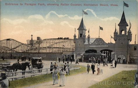 Entrance to Paragon Park, showing Roller Coaster Nantasket Beach, MA