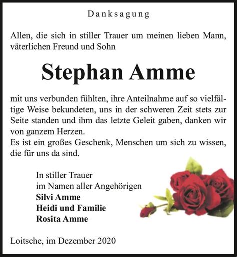 Traueranzeigen Von Stephan Amme Abschied Nehmen De