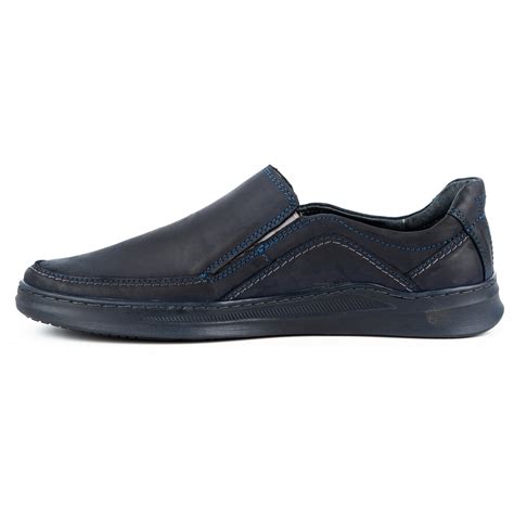 Buty męskie wsuwane skórzane SLIP ON 216GT granatowe Buty Olivier