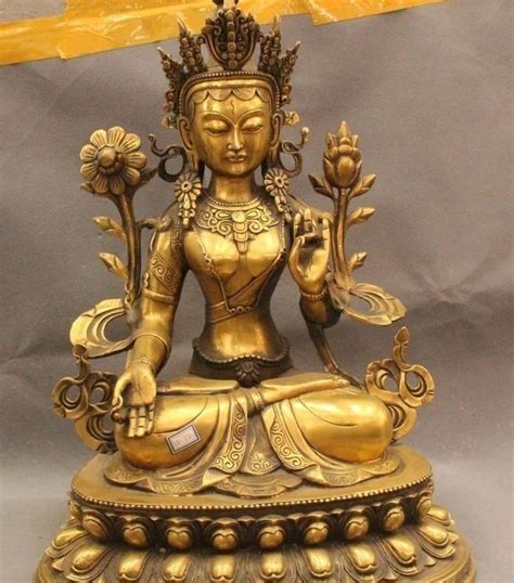 Tibet Bronze Gild Green Tara Mahayana Buddhism Enlightenment