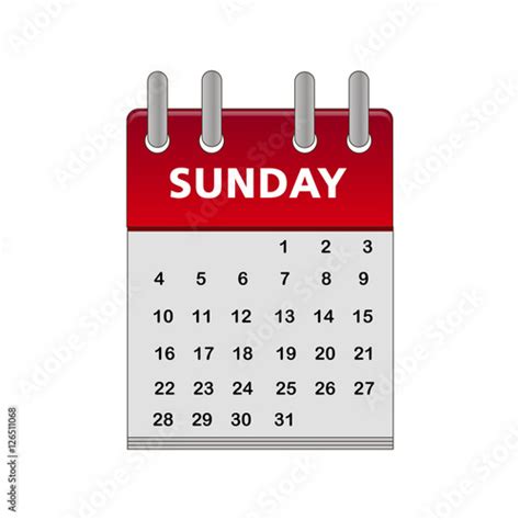 Calendar Sunday Icon Vector Stock Vector Adobe Stock