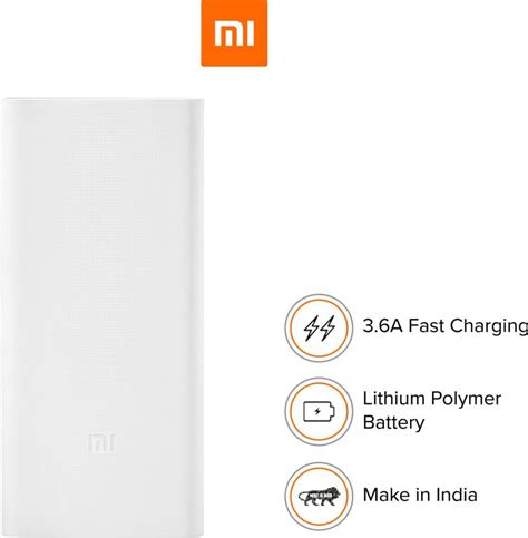 Mi 20000 MAh Power Bank PLM06ZM 2i White Lithium Polymer All