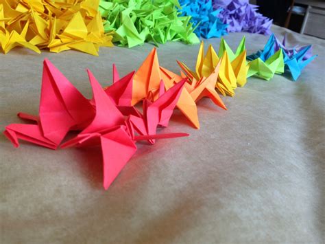 1000 Rainbow Coloured Origami Cranes