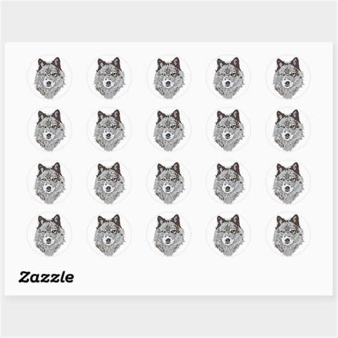 Stylized Wolf Head Classic Round Sticker Zazzle