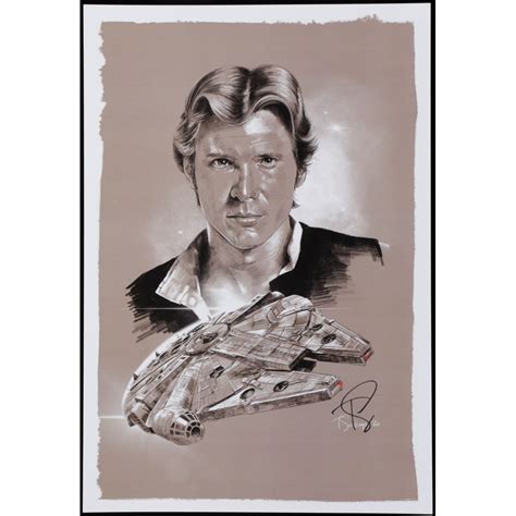 Han Solo Star Wars 13x19 Signed Lithograph By Tony Santiago Pa