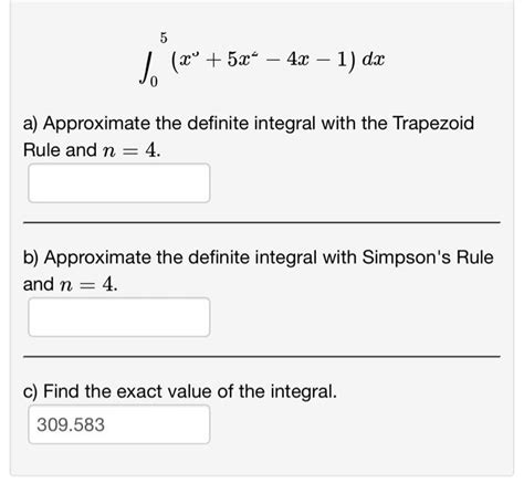 Solved ∫05x┘5x└−4x−1dx A Approximate The Definite