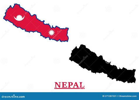 Nepal National Flag Map Design Nepal Country Flag Inside The Map Stock