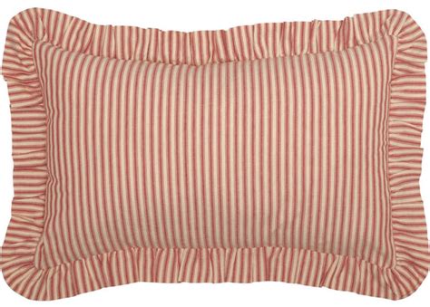 Sawyer Mill Red Ticking Stripe Fabric Pillow 14x22 Allysons Place