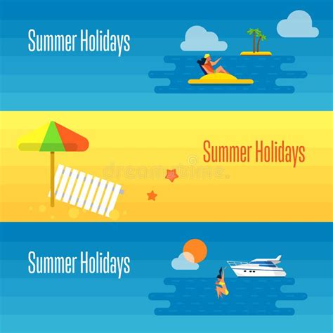 De Banner Van De De Zomervakantie Met Strandparaplu Vector Illustratie Illustration Of