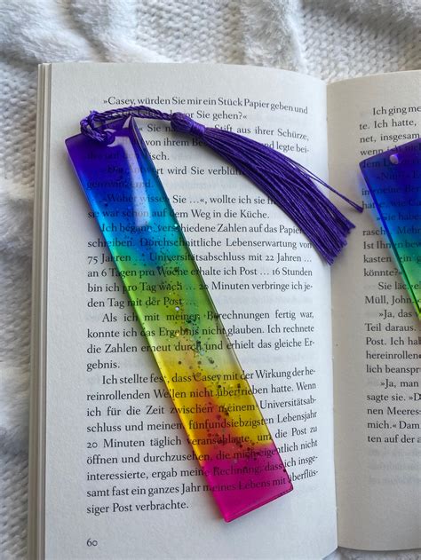 Rainbow Bookmark Epoxy Resin Bookmarks Etsy