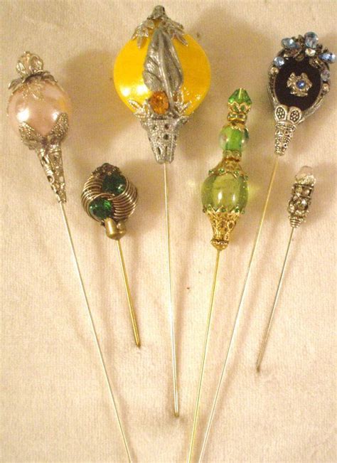 6 Antique Style Hat Pins With Vintage And Antique Pieces Hat Pins