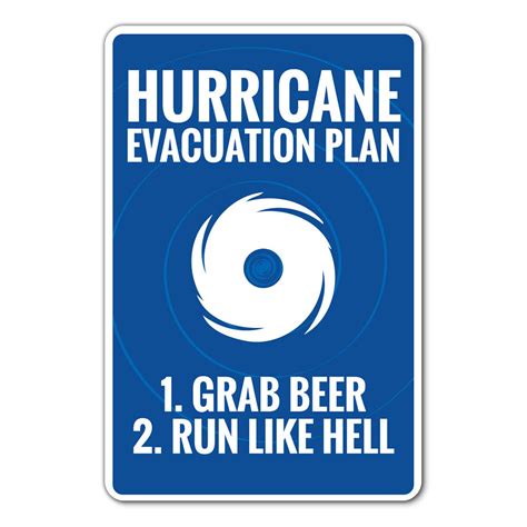 SignMission Boisson davertissement de plan dévacuation Hurricane