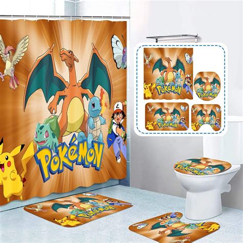 Yqpbzchh 4 Pcs Cartoon Shower Curtain Sets With Non Slip