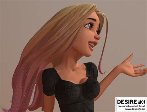 Desire FX 3d Models Anya Skinny Blonde Girl In A Black Blouse 3D Model