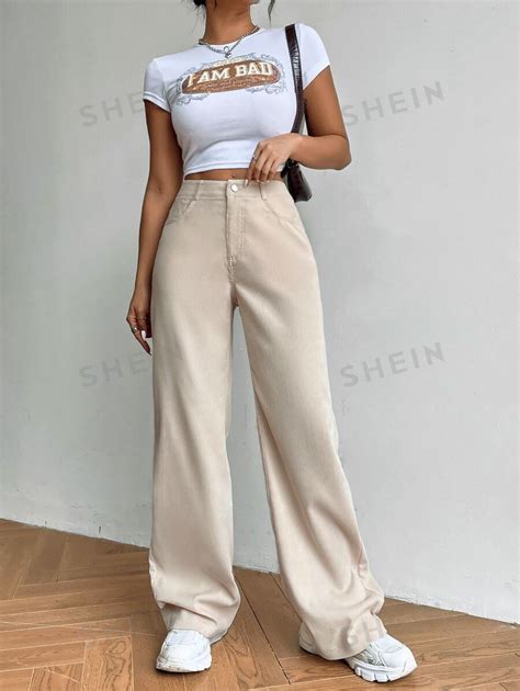 Shein Ezwear Pantalon Ample Taille Haute Mode En Ligne Shein France