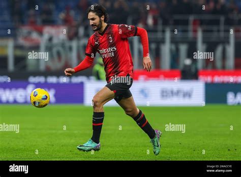 Yacine Adli Of AC Milan Seen In Action During Coppa Italia 2023 24