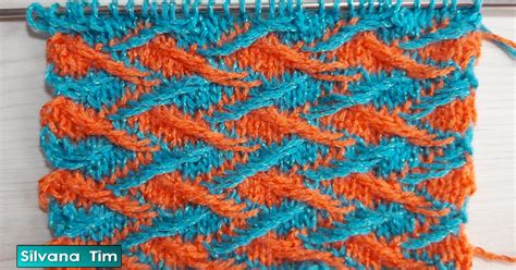 Punto Zig Zag De 2 Colores En Relieve Jacquard Tejido Con 2 Agujas