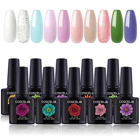 Kit 10pc Vernis Gel Semi Permanent Coscelia UV LED Soak Off Polish Gel