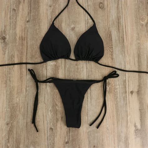 Conjunto De Bikini Con Tanga Para Mujer Traje De Ba O Sexy Con Lazo