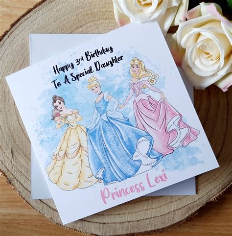 Personalised Disney Princess Birthday Card 6 X 6 Sister Etsy Uk