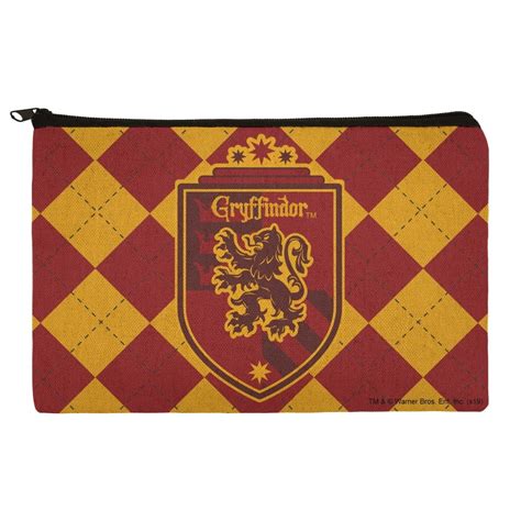 Harry Potter Gryffindor Plaid Sigil Makeup Cosmetic Bag Organizer Pouch