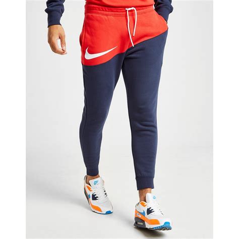 Nike Fleece Swoosh Joggers In Navy Red Blue For Men Lyst