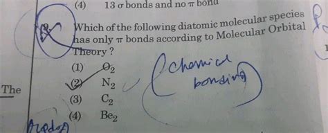 4 Which Of The Following Diatomic Molecular Species Which Of The