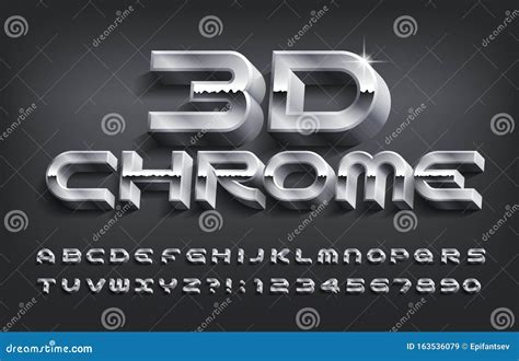 3d Chrome Alphabet Font Metal Effect Letters And Numbers With Shadow