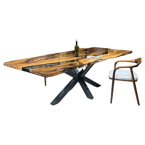 Solid Teak Round Dining Table With Black Metal Spider Legs For Sale At