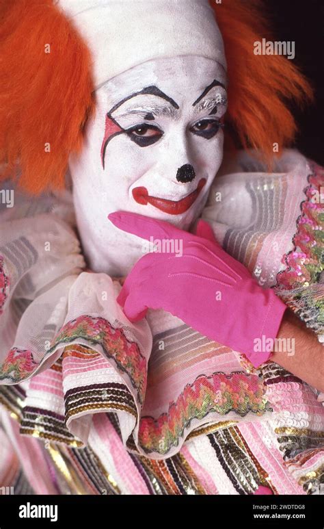 A 1979 Portrait Of A Ringling Brother Clown In Whiteface At Clown