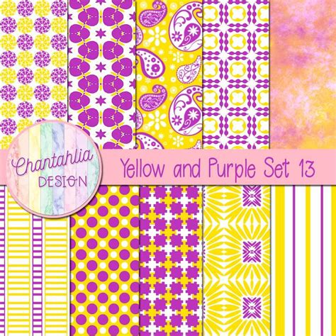 Free Yellow And Purple Digital Papers With Patterned Designs