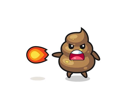 Cute Poop Mascot Is Shooting Fire Power 4671240 Vector Art At Vecteezy