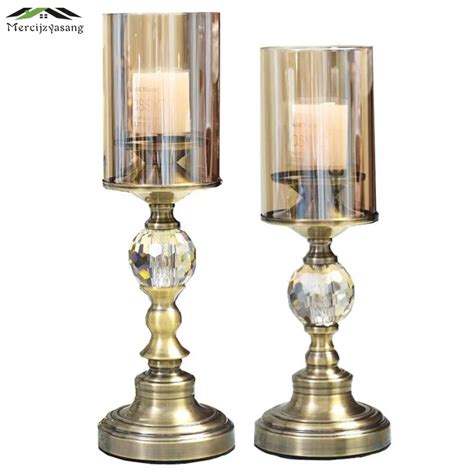 Glass Metal Candle Holder European Votive Candlestick Romantic Candle Holders For Wedding Dinner