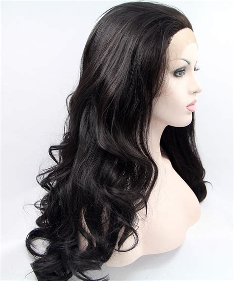 Dark Brown Long Wavy Synthetic Lace Front Wig