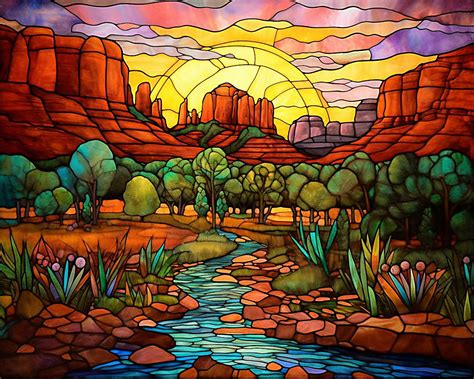 Sedona Sunset Stained Glass PromptDen