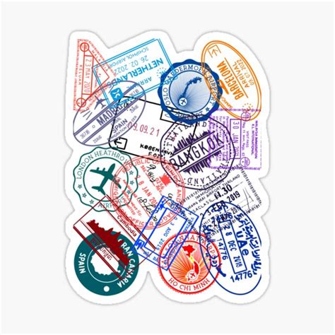 Passport Visa Stamps Sticker For Sale By 3leggeddogg Redbubble