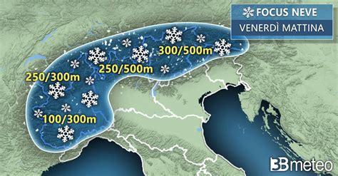 Meteo neve in arrivo fin quasi in pianura tra venerdì e il weekend