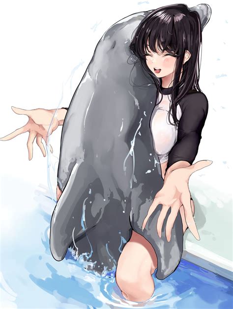 Rule 34 1animal 1girls Bikini Black Hair Closed Eyes Dolphin Dolphin