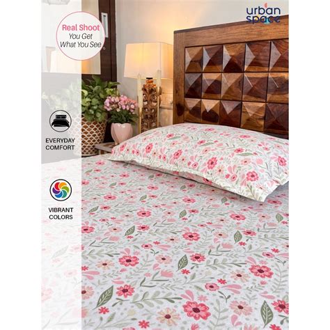 Urban Space Divine Tc Cotton Bedsheets For Double Bed Zinnia