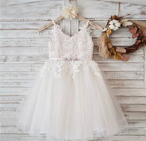 Lace Tulle Flower Girl Dress Etsy Uk