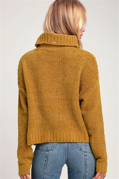 On A Roll Mustard Yellow Chenille Turtleneck Sweater Yellow Chenille