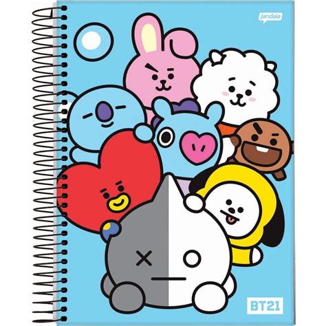 Caderno Universitário KPOP BT21 BTS 1 matéria Jandaia Shopee Brasil