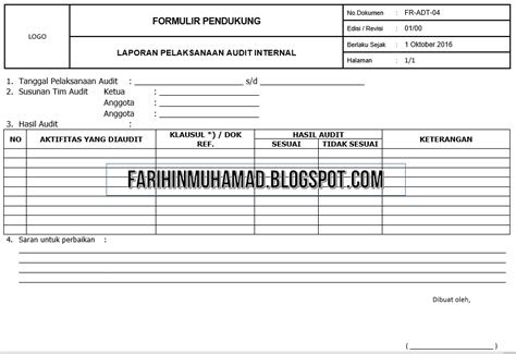 Contoh Laporan Tindak Lanjut Temuan Audit Internal Set Kantor Images