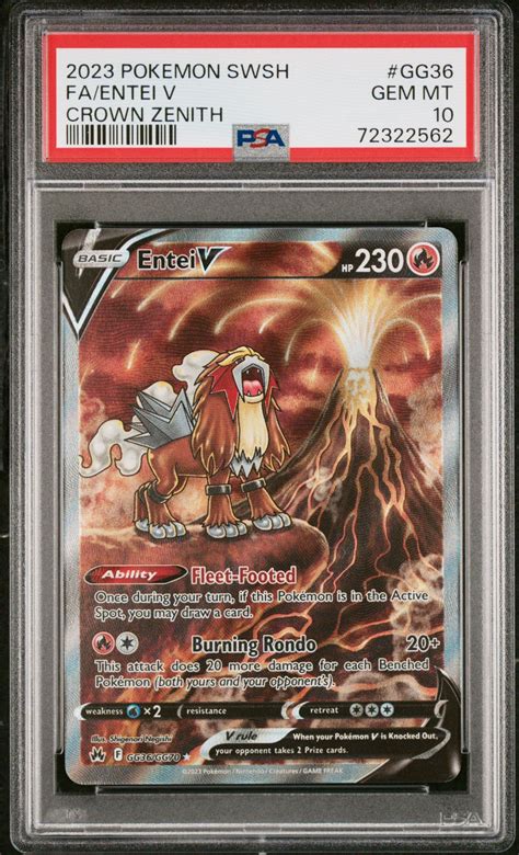 Pokemon Sword And Shield Crown Zenith Gg Full Art Entei V Psa