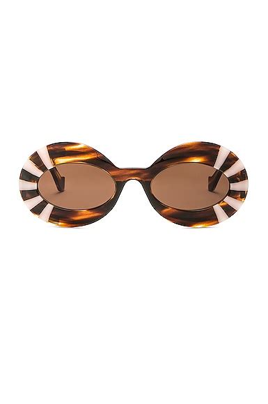 Loewe Chunky Anagram Sunglasses In Havana Brown FWRD