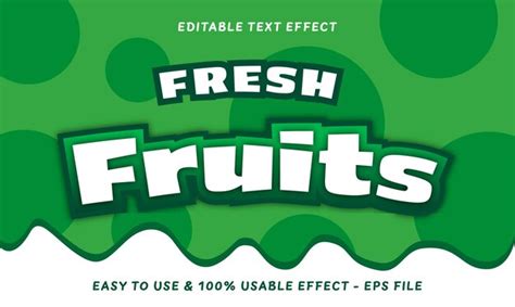 Efecto De Texto Editable De Frutas Frescas Vector Premium