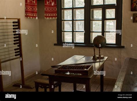 wooden interior of an old school in village Stock Photo - Alamy