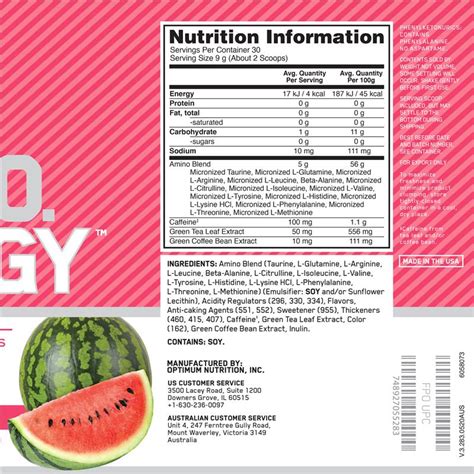 Buy Optimum Nutrition Amino Energy Watermelon Serve G Online At